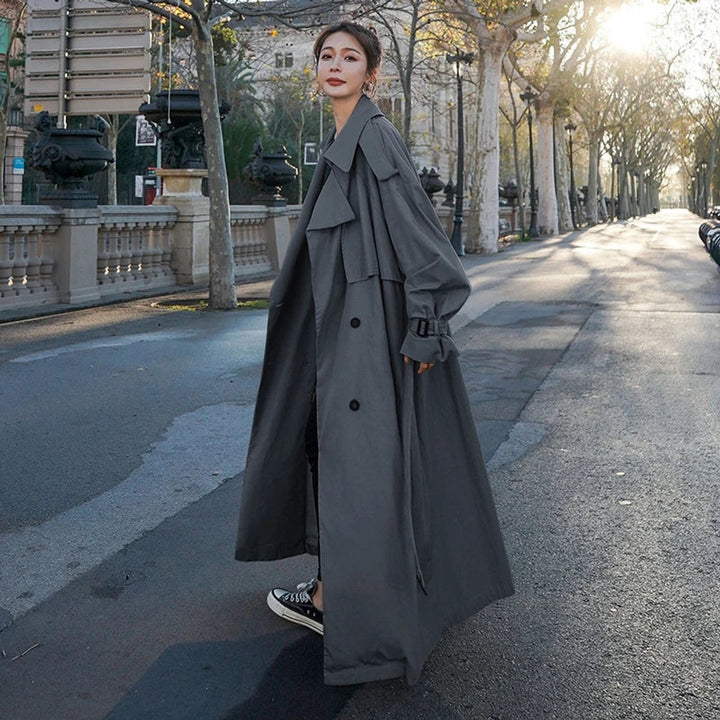 Dames Oversized Dubbelrijige Maxi Trench Coat