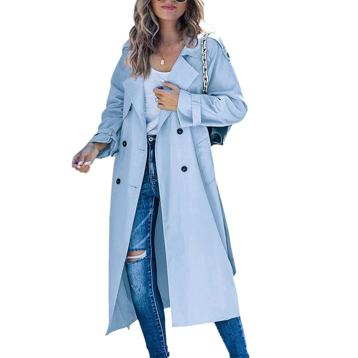Dames Oversized Dubbelrijige Trench Coat Geribde Tailleband