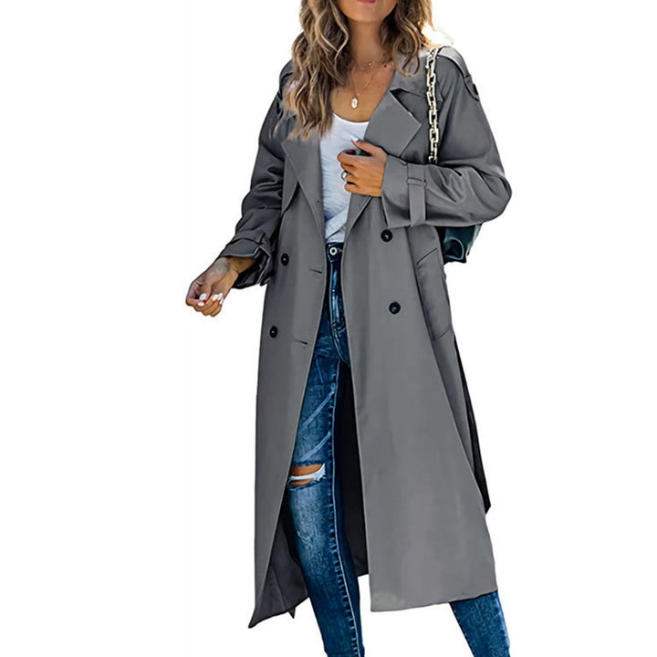 Dames Oversized Dubbelrijige Trench Coat Geribde Tailleband