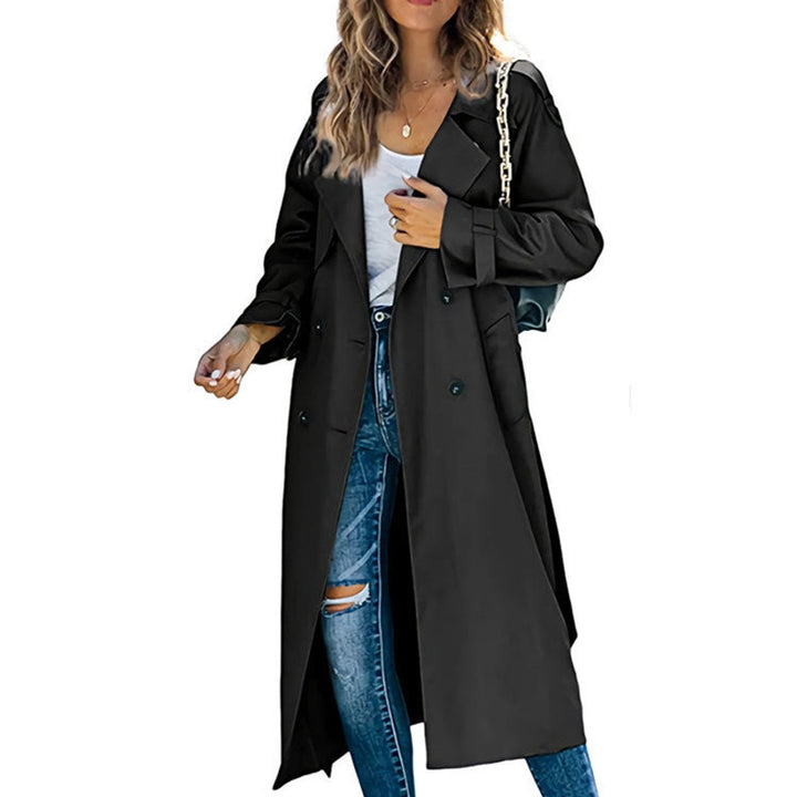 Dames Oversized Dubbelrijige Trench Coat Geribde Tailleband