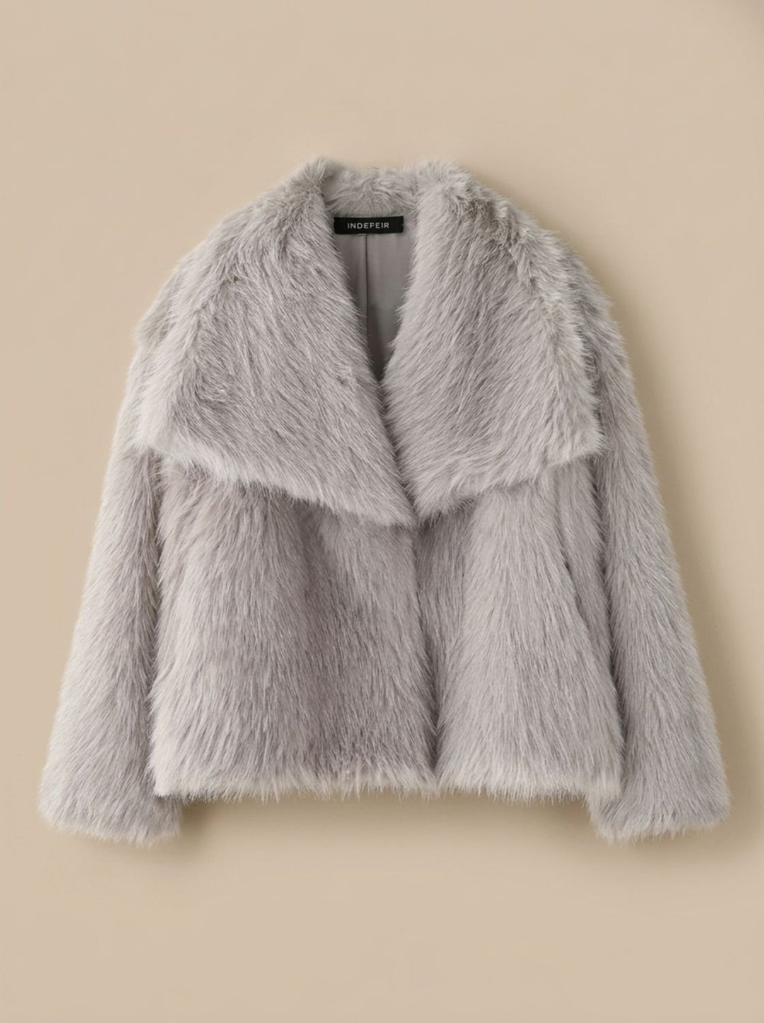 Dames Oversized Faux Fur Bontjas met Grote Kraag - Grijs