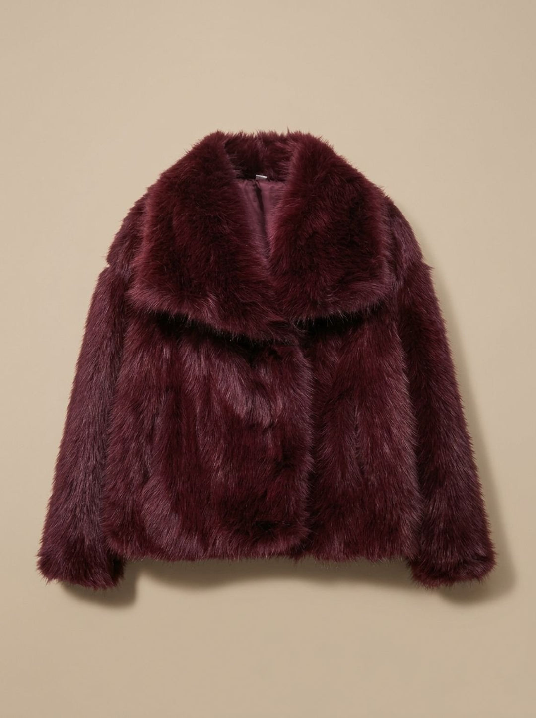 Dames Oversized Faux Fur Bontjas met Grote Kraag - Bordeaux