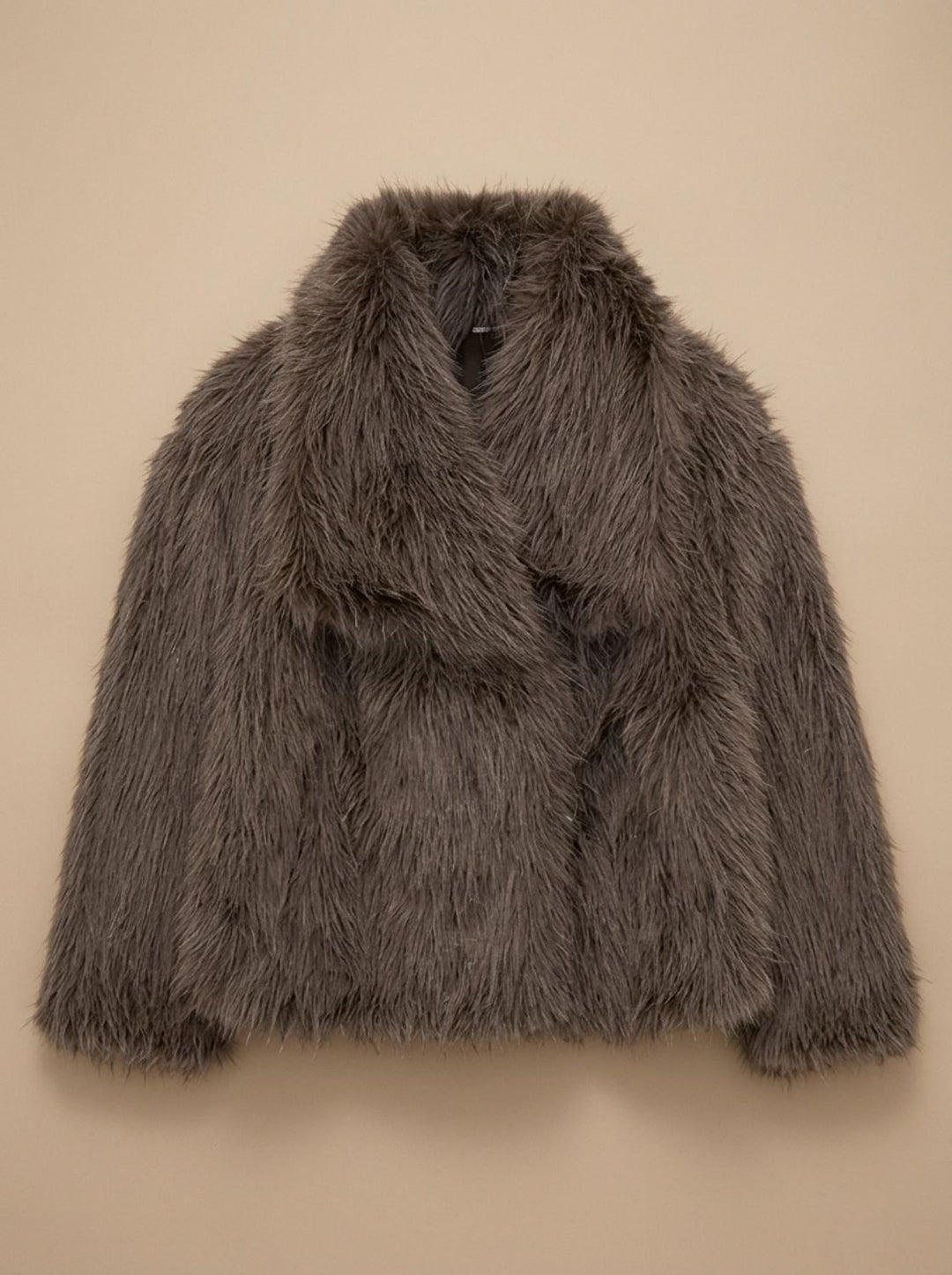Dames Oversized Faux Fur Bontjas met Grote Kraag - Camel