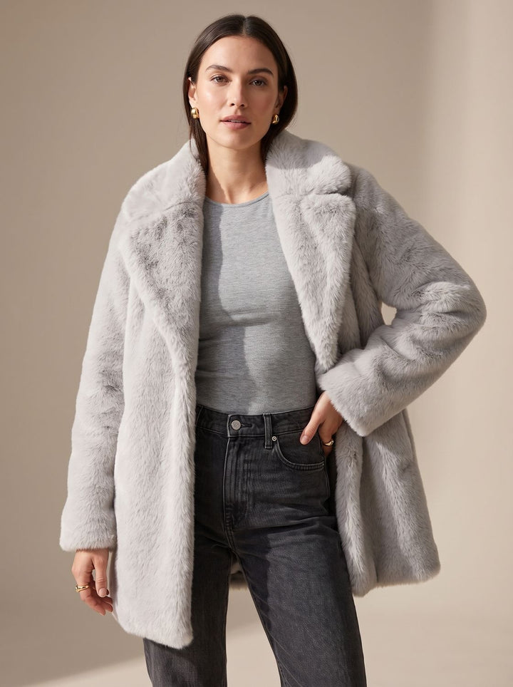 Dames Oversized Faux Fur Bontjas met Grote Kraag
