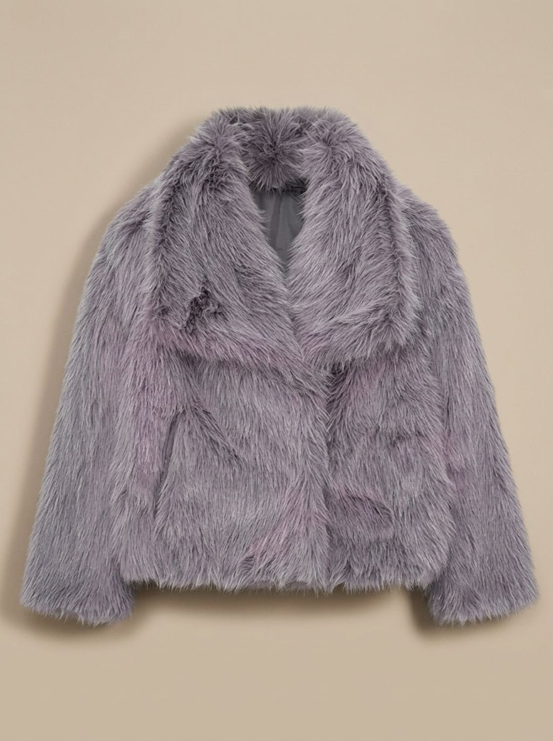 Dames Oversized Faux Fur Bontjas met Grote Kraag - Donkergrijs