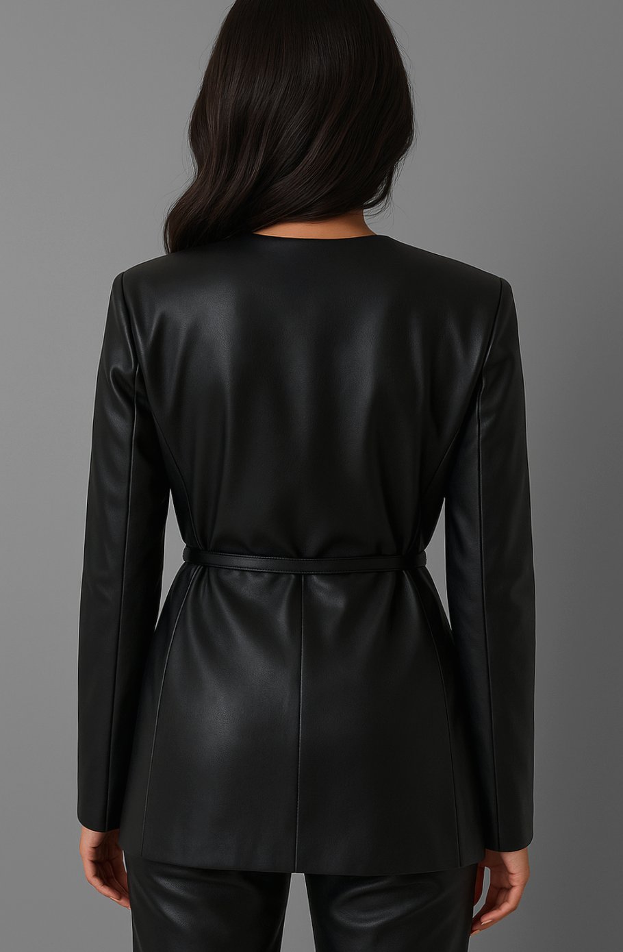 Dames Oversized Faux Leather Blazer Reverskraag Gestructureerd