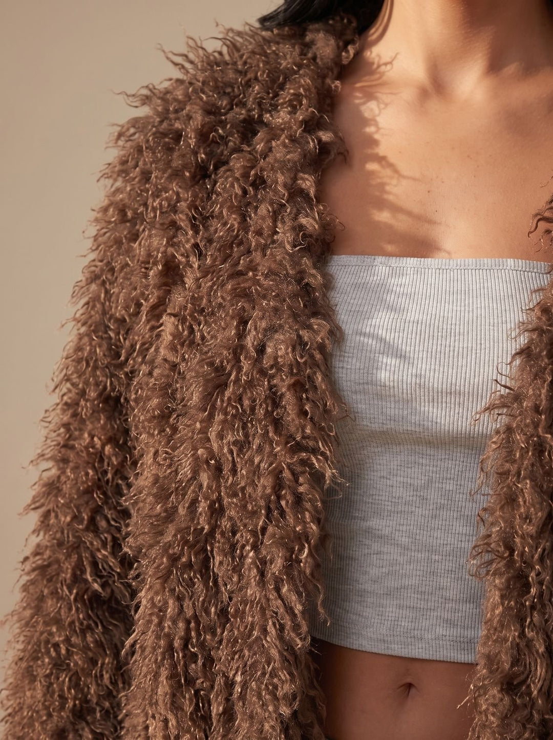 Dames Oversized Fluffy Imitatiebont Jacket Teddy