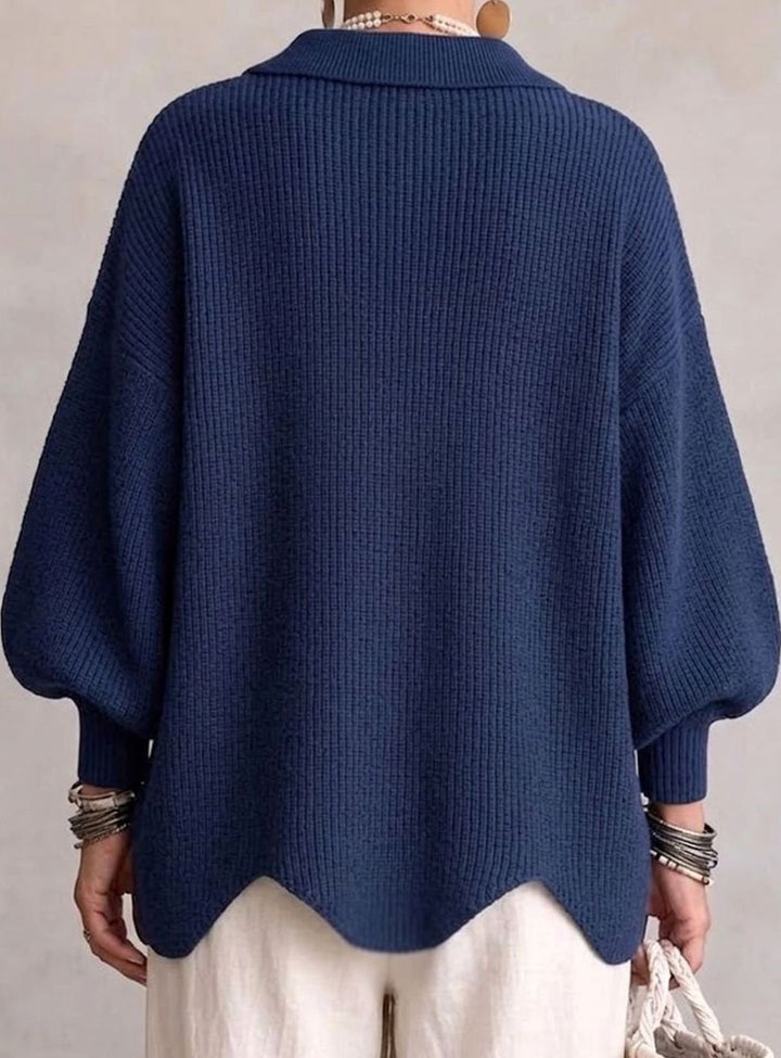 Dames Oversized Gebreide Cardigan Gouden Knopen Lantaarnmouwen