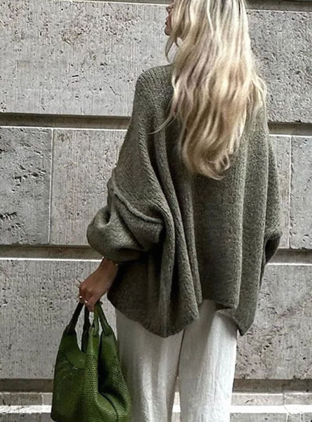 Dames Oversized Gebreide Cardigan met Gouden Knopen