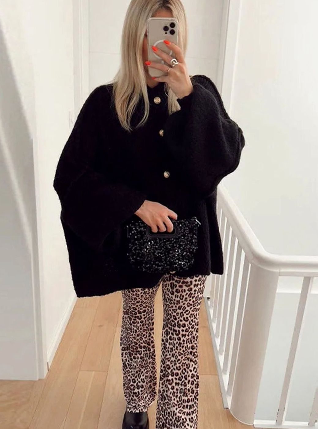 Dames Oversized Gebreide Cardigan met Gouden Knopen