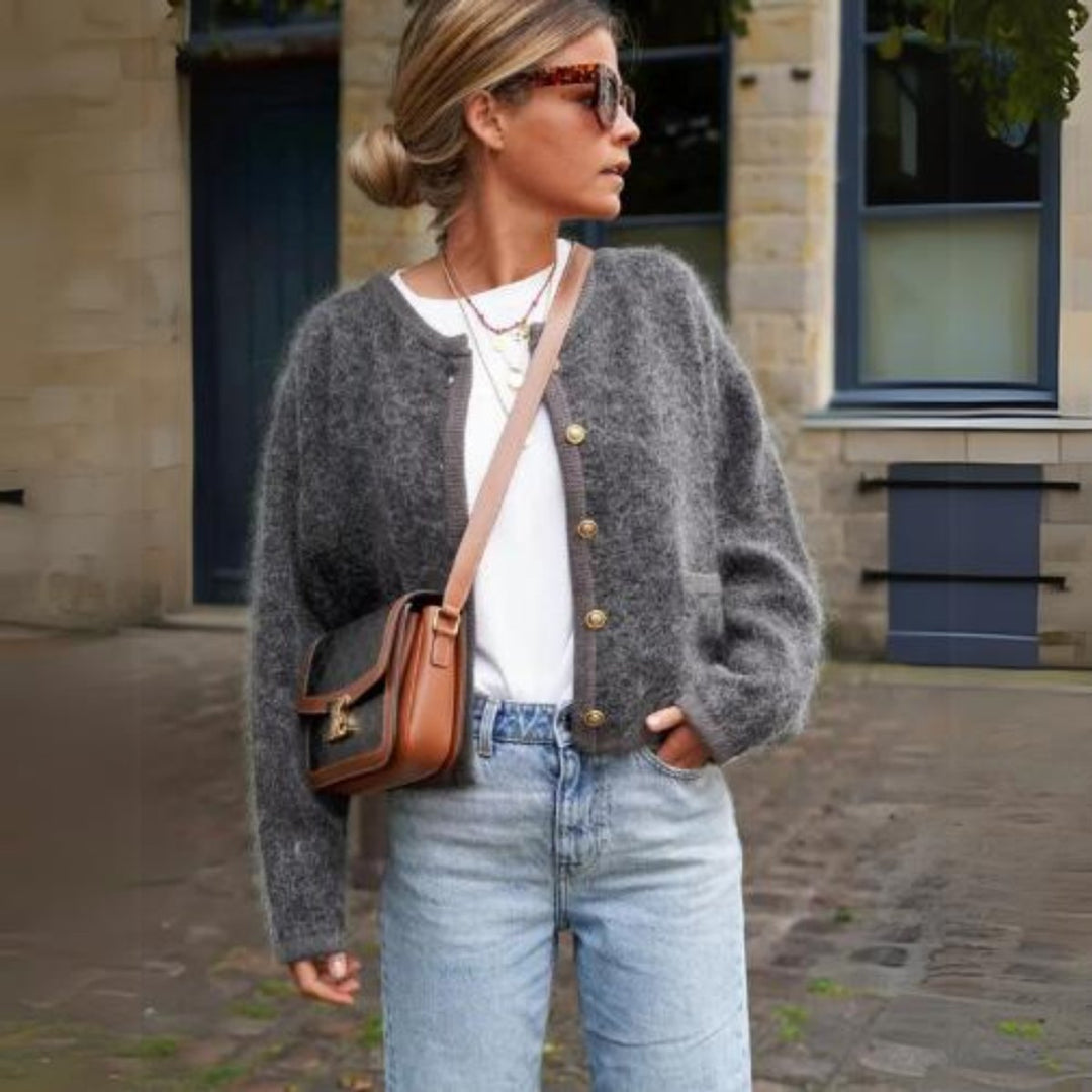 Dames Oversized Gebreide Cardigan Vest Dames Knopen - Grijs