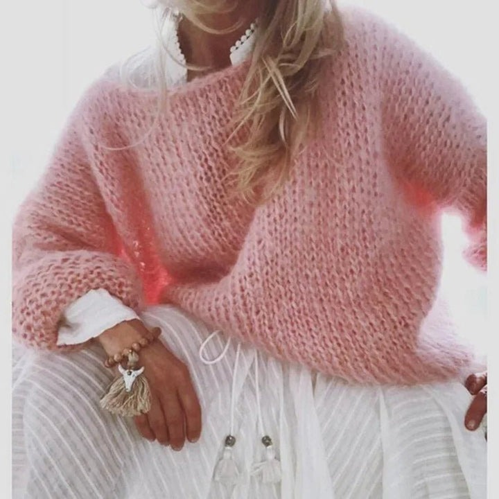 Dames Oversized Gebreide Pluizige Trui