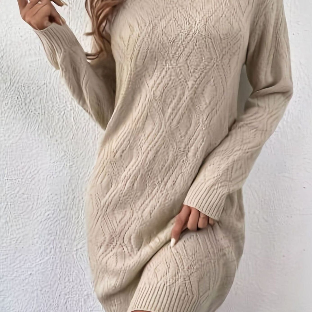 Dames Oversized Gebreide Trui Jurk Ruitpatroon Lange Mouw