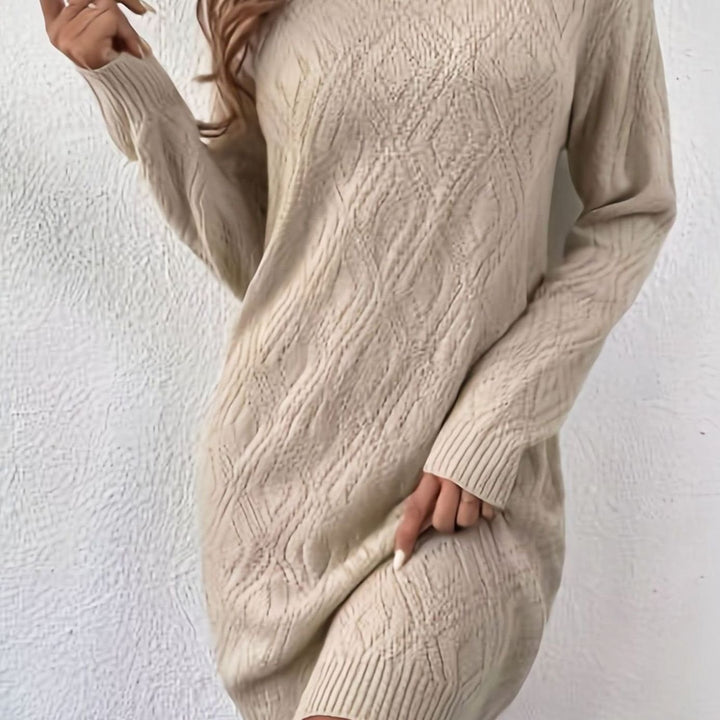 Dames Oversized Gebreide Trui Jurk Ruitpatroon Lange Mouw