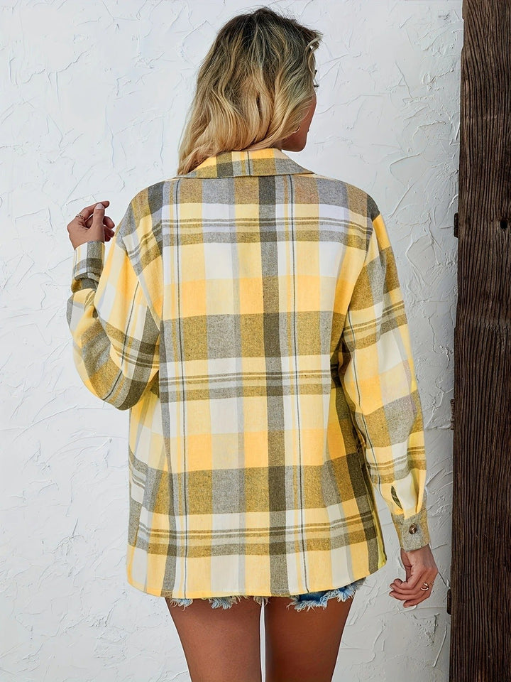Dames Oversized Geruit Flanellen Overhemd met Lange Mouwen