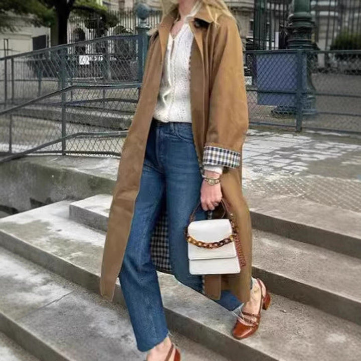 Dames Oversized Geruite Trench Coat Lune London