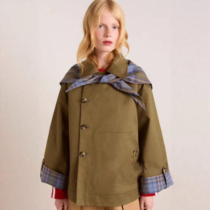 Dames Oversized Geruite Voering Dubbele Rij Knopen Trench Coat