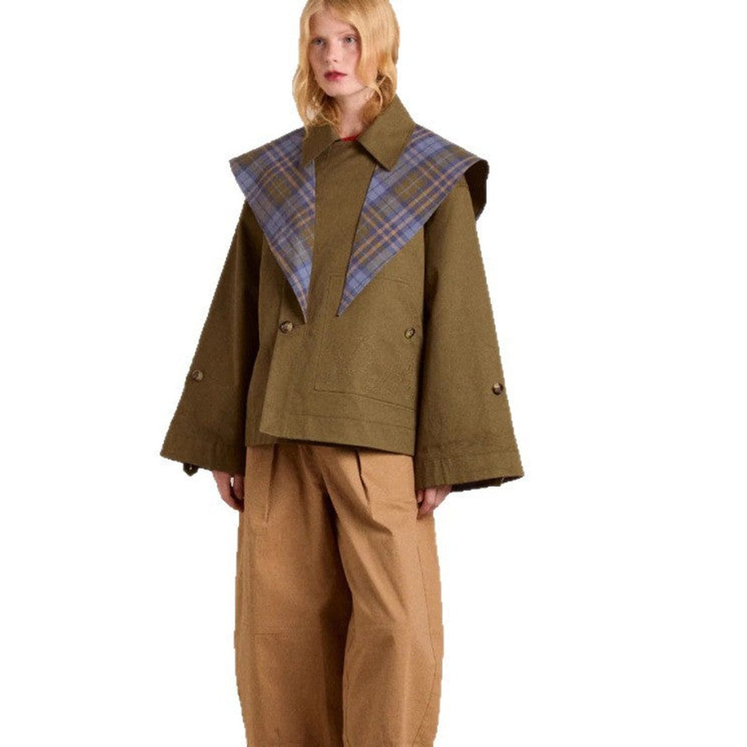 Dames Oversized Geruite Voering Dubbele Rij Knopen Trench Coat