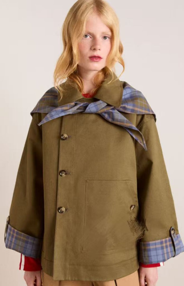 Dames Oversized Geruite Voering Dubbele Rij Knopen Trench Coat - Bruin