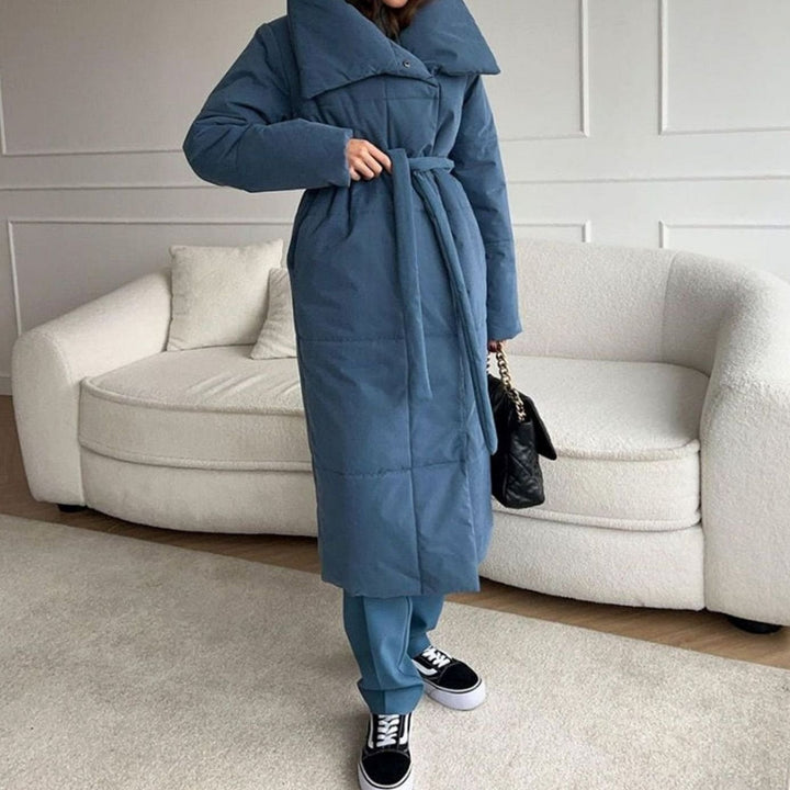 Dames Oversized Gewatteerde Maxi Puffer Coat met Tailleband