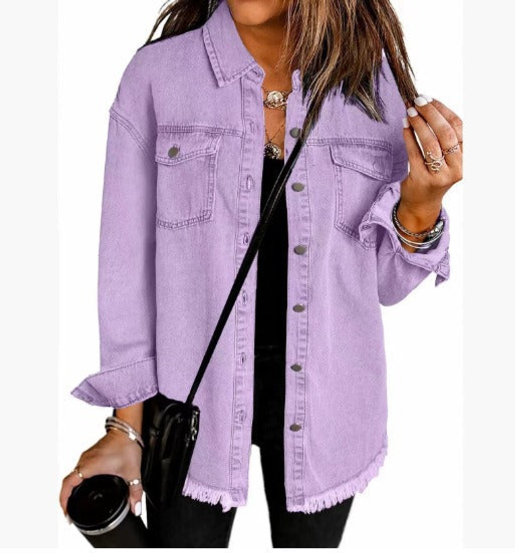 Dames Oversized Gewatteerde Spijkerjas Casual Losse Pasvorm