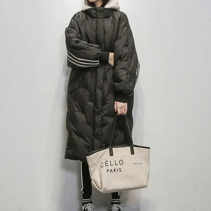 Dames Oversized Gewatteerde Winterjas met Capuchon - Zwart