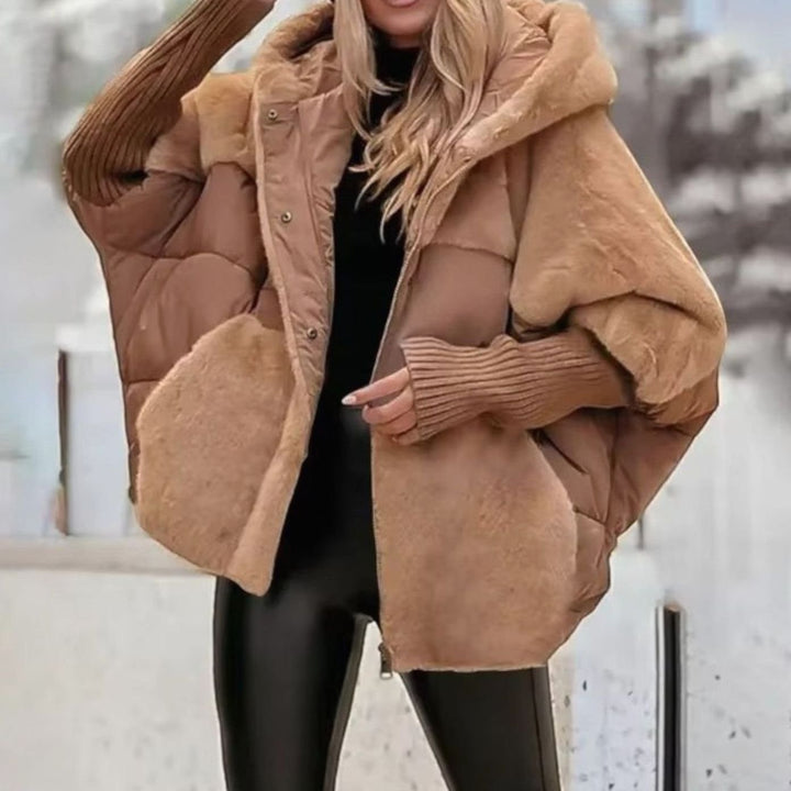 Dames Oversized Gewatteerde Winterjas met Capuchon Geribde Manchetten