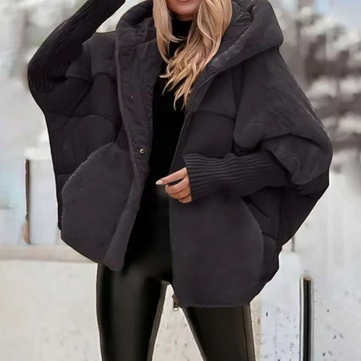 Dames Oversized Gewatteerde Winterjas met Capuchon Geribde Manchetten