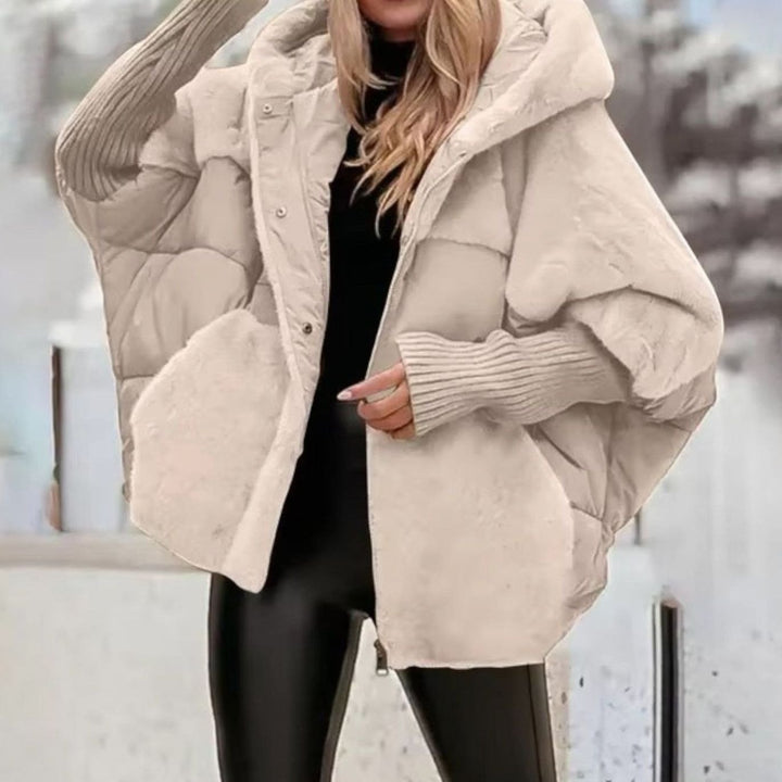 Dames Oversized Gewatteerde Winterjas met Capuchon Geribde Manchetten