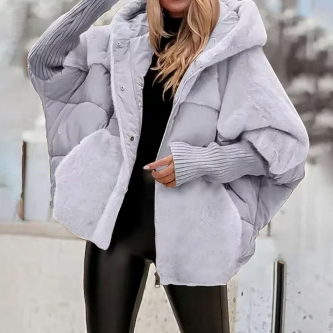 Dames Oversized Gewatteerde Winterjas met Capuchon Geribde Manchetten