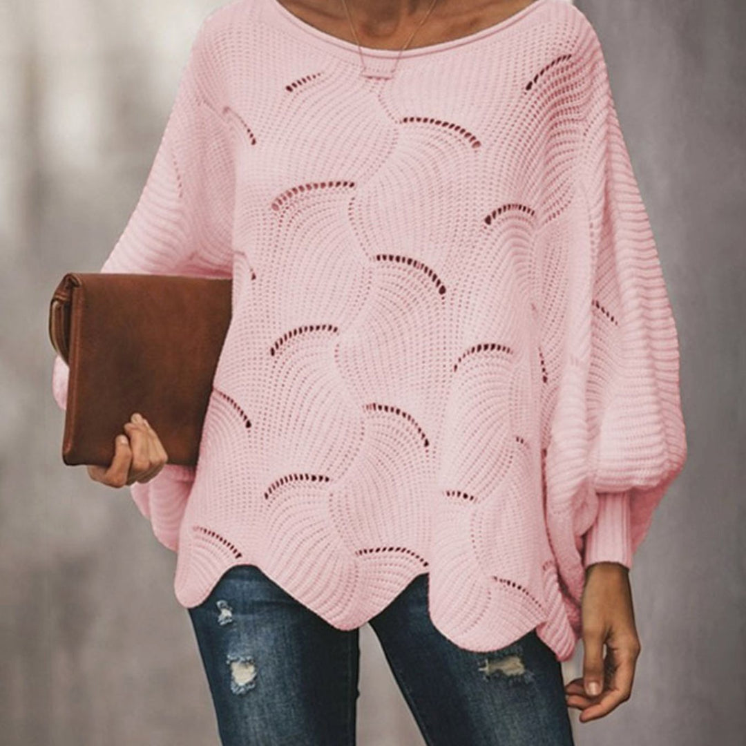 Dames Oversized Hollow Out Gebreide Trui Ronde Hals