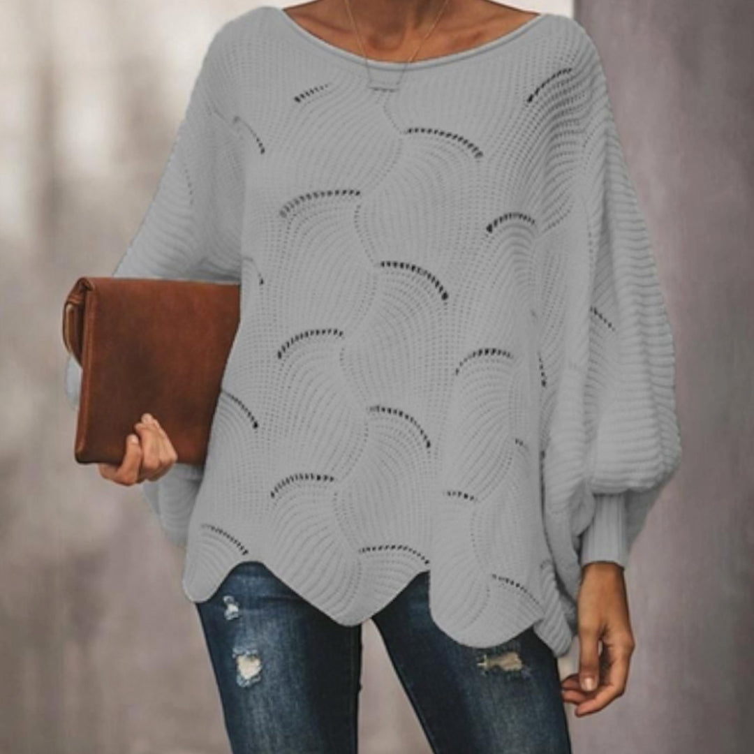 Dames Oversized Hollow Out Gebreide Trui Ronde Hals