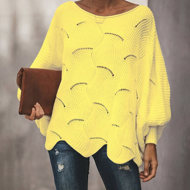 Dames Oversized Hollow Out Gebreide Trui Ronde Hals