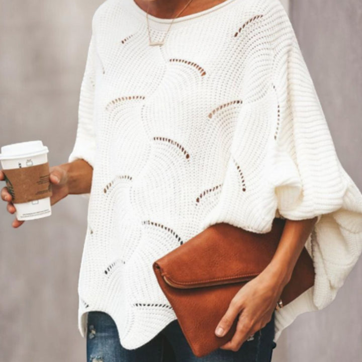 Dames Oversized Hollow Out Gebreide Trui Ronde Hals