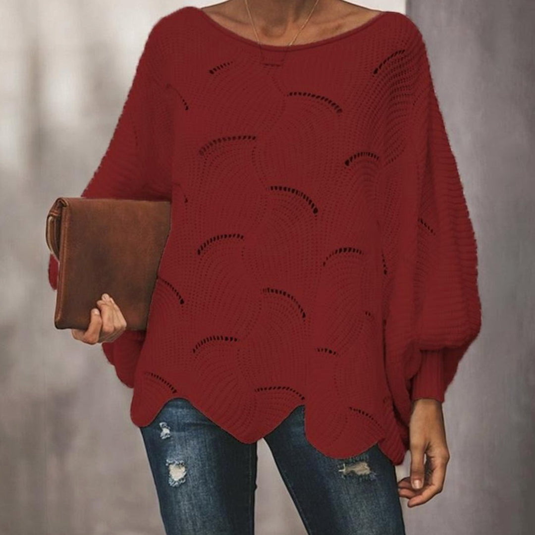 Dames Oversized Hollow Out Gebreide Trui Ronde Hals