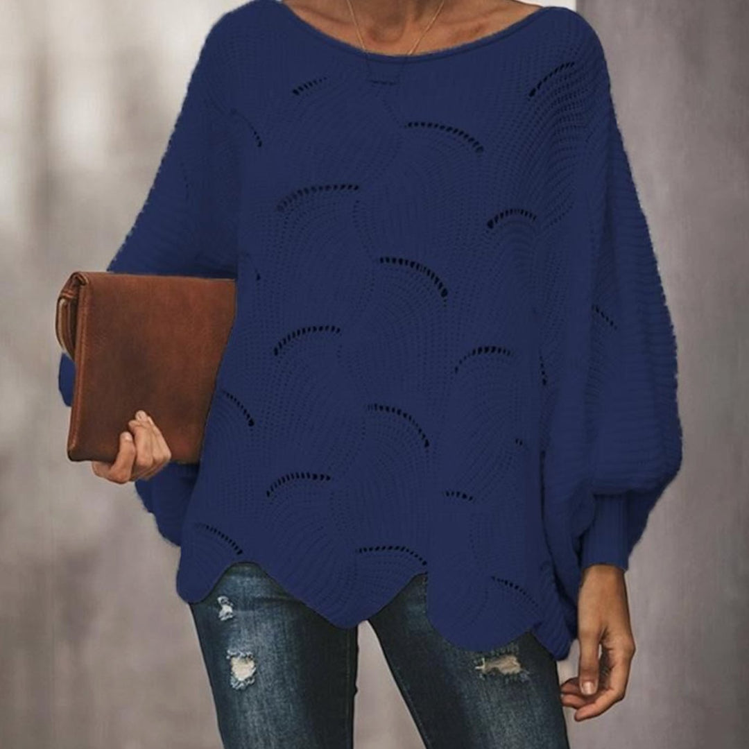 Dames Oversized Hollow Out Gebreide Trui Ronde Hals