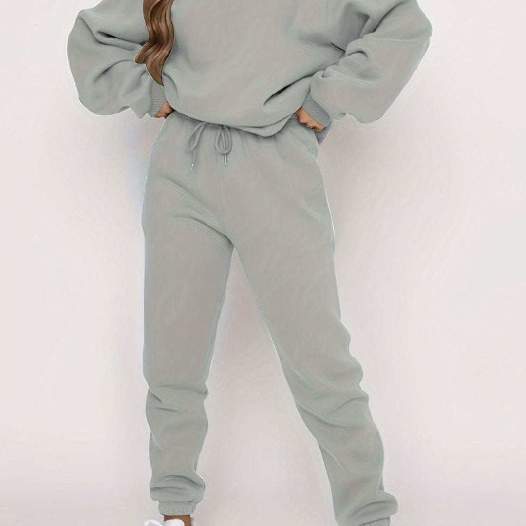 Dames Oversized Hoodie Joggingset Losvallende Sweater Broek - Grijs