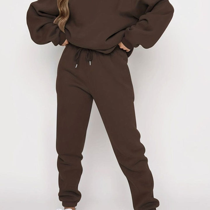 Dames Oversized Hoodie Joggingset Losvallende Sweater Broek - Bruin
