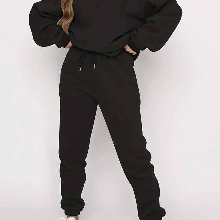 Dames Oversized Hoodie Joggingset Losvallende Sweater Broek - Zwart