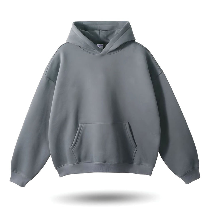 Dames Oversized Hoodie Trui met Kangoeroe Zak, Grey - Grijs