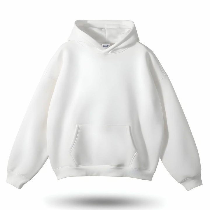 Dames Oversized Hoodie Trui met Kangoeroe Zak, Grey - Wit