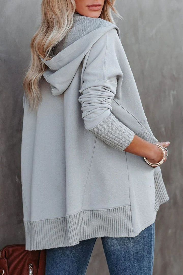 Dames Oversized Hoodie Tuniek Lange Mouwen Knoopsluiting