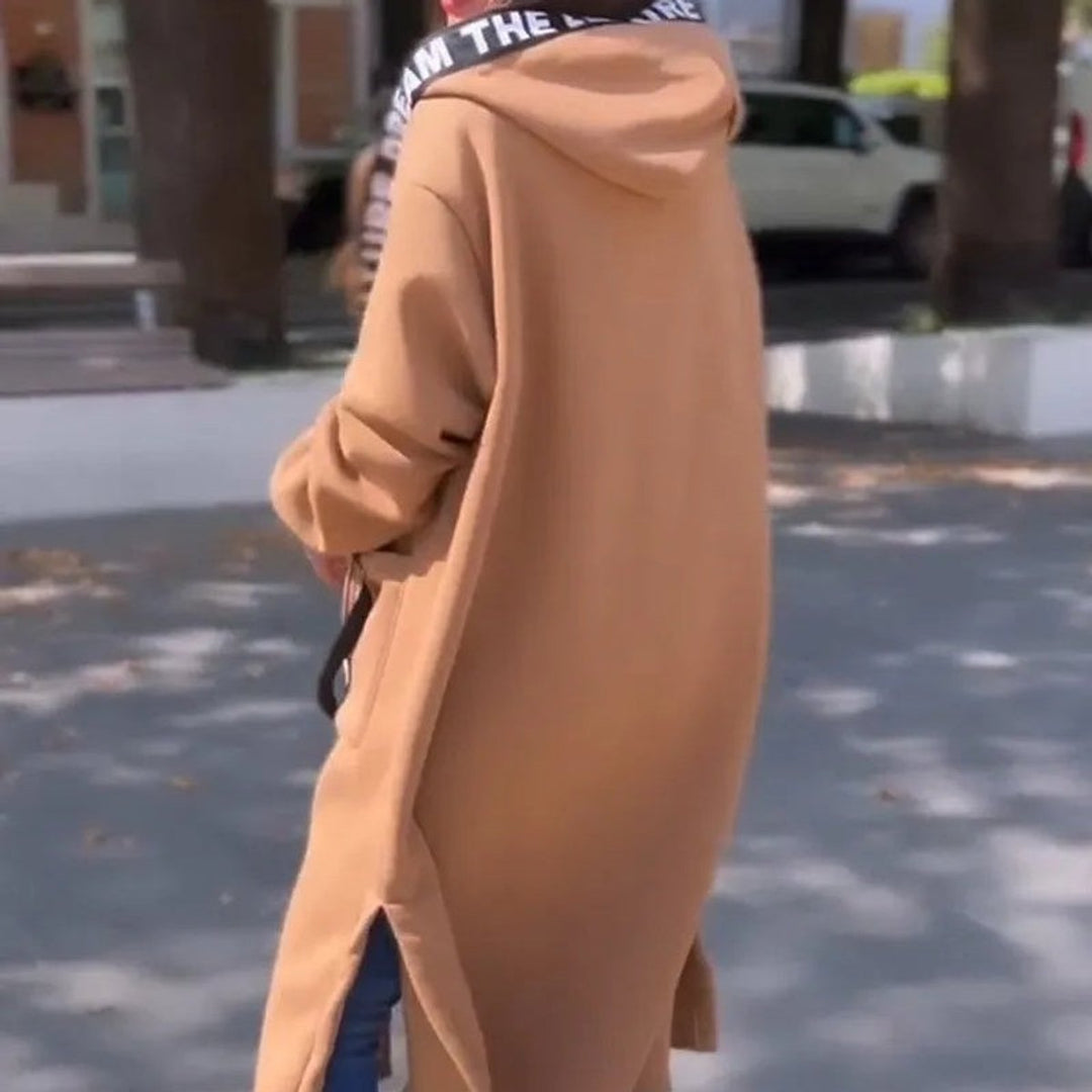 Dames Oversized Hoodie Women Coat Lang Ritssluiting