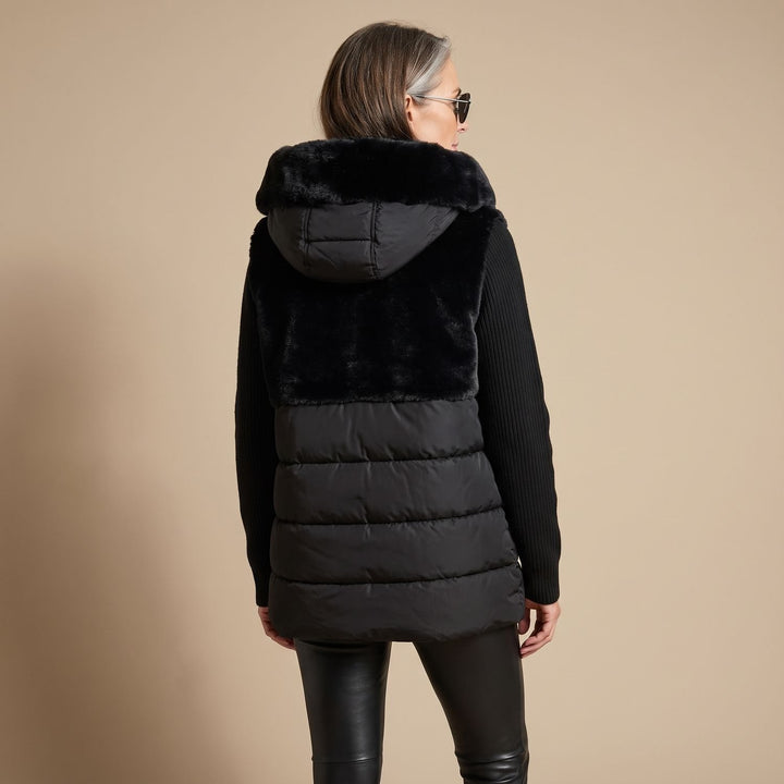 Dames Oversized Hybride Puffer Winterjas met Pluche Overlay