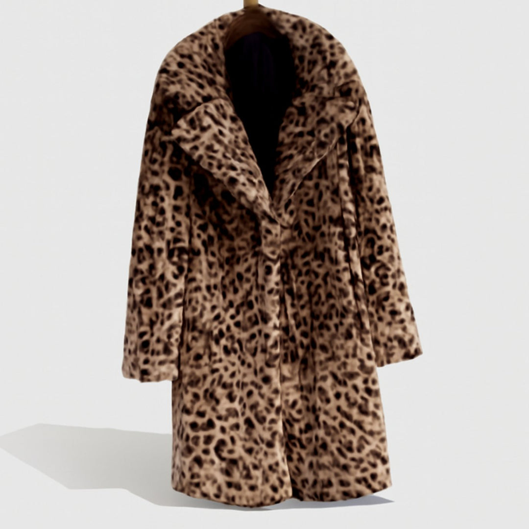 Dames Oversized Imitatiebont Jas met Luipaardprint Reverskraag - Luipaard