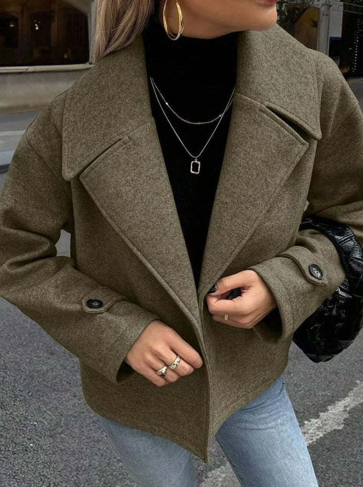 Dames Oversized Jas Brede Revers Double-Breasted Winterjas