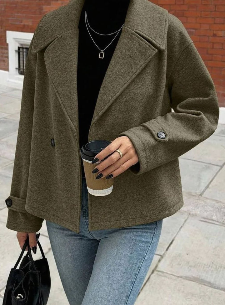 Dames Oversized Jas Brede Revers Double-Breasted Winterjas