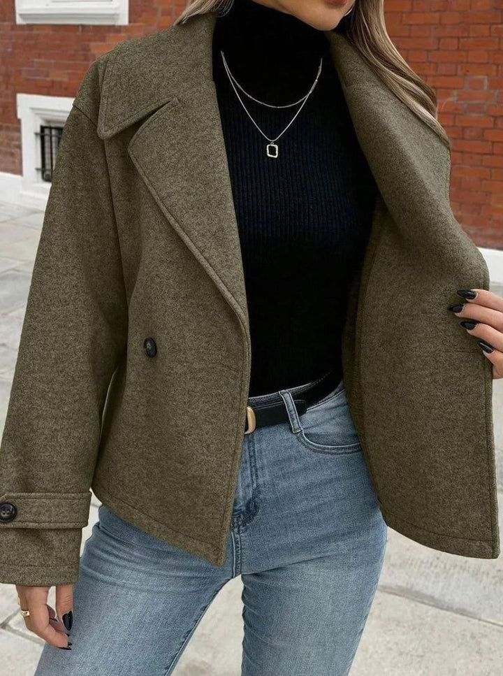 Dames Oversized Jas Brede Revers Double-Breasted Winterjas