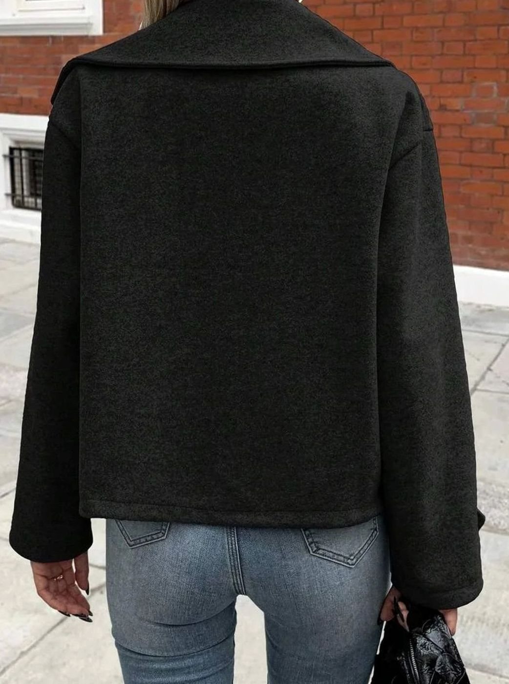 Dames Oversized Jas Brede Revers Double-Breasted Winterjas
