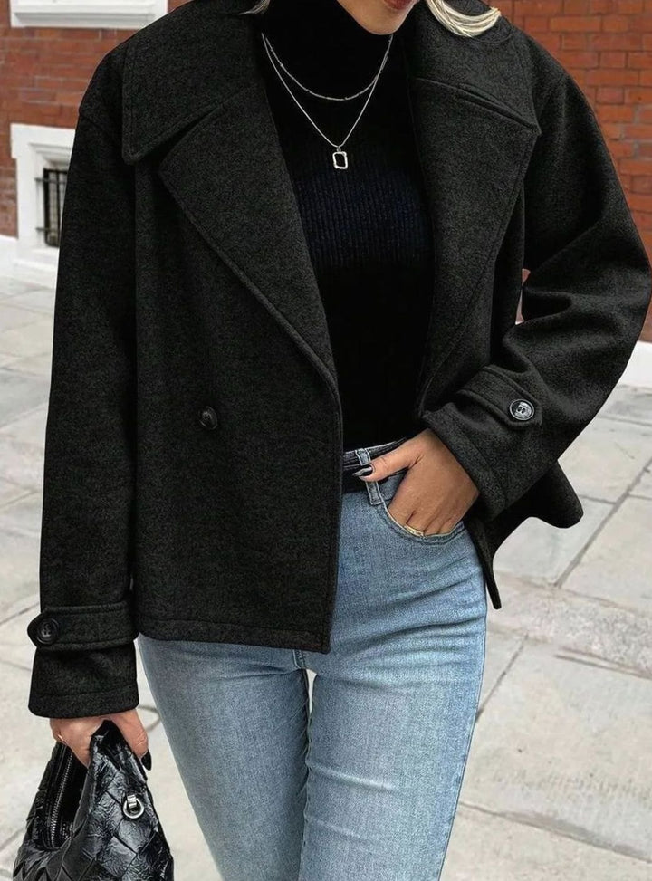 Dames Oversized Jas Brede Revers Double-Breasted Winterjas